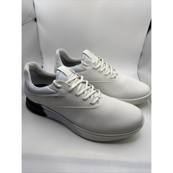 ECCO M Golf S-Three Spikeless White Blue Men's Shoes 12-12.5 New